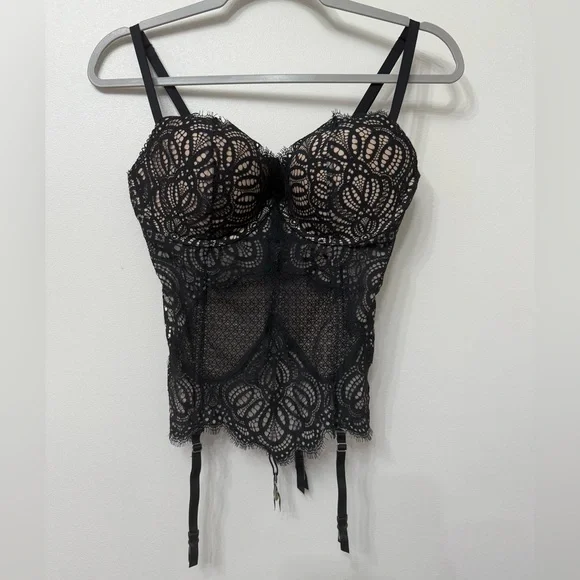 Victorias Secret Black Lace Bustier Top - Picture 1 of 7